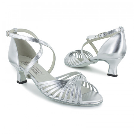 Mary Werner Kern - Chaussures de danse bride croisée en cuir argenté