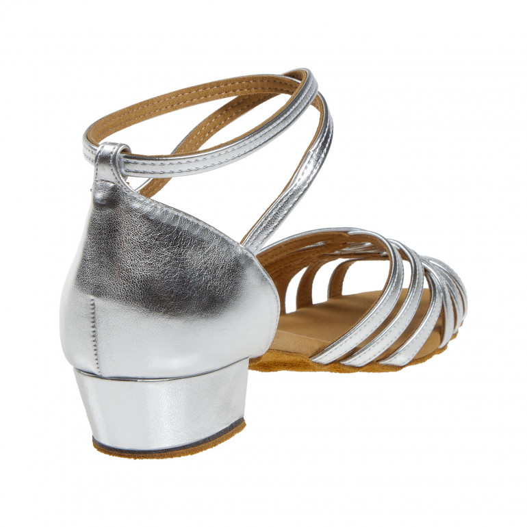 008 Diamant - Chaussures de danse argentées à lanières avec talon bloc de 2,8cm