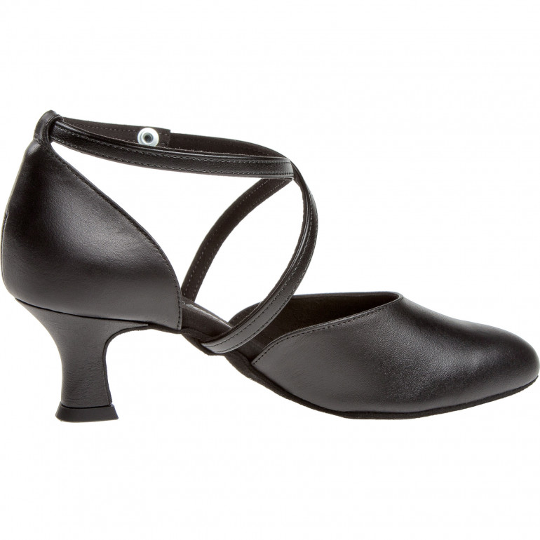 048 Diamant - Chaussures de danse fermées à brides en cuir noir avec talons 5cm
