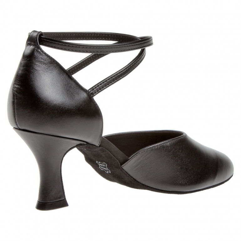 058 Diamant - Chaussures de danse fermées en cuir noir à talons de 6,5cm