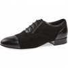 077 Diamant - Chaussures de danse pieds larges en cuir et nubuck noir talons 2cm