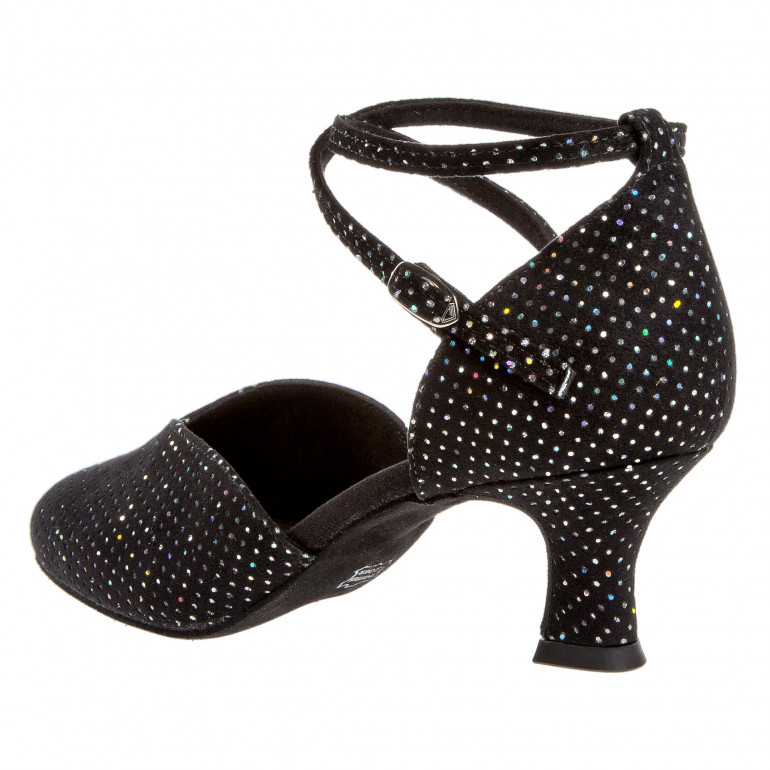 105 Diamant - Chaussures de danse en V en nubuck noir pailleté à talons 5cm