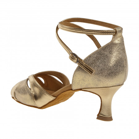 141 Diamant - Chaussures de danse en daim doré avec talons évasé de 5cm