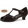 019 Diamant - Chaussures de danse noires semelle confort et talon bobine 4cm