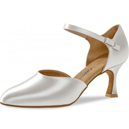 051 Diamant - Chaussures de danse en satin blanc à talon évasé 6,5cm