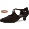 052 Diamant - Chaussures de danse en nubuck noir, semelle confort et talon 4,2cm