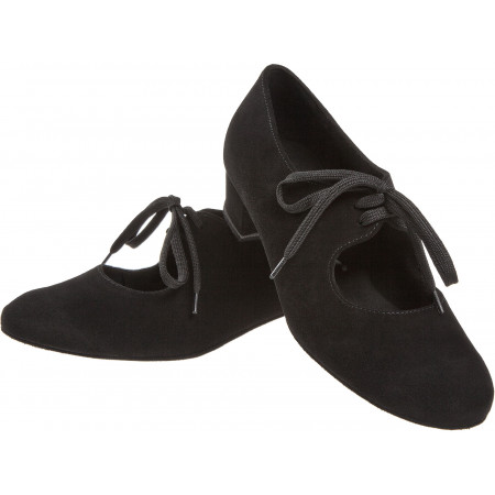 057 Diamant - Chaussures de danse en nubuck noir et semelle confort à talon 3cm