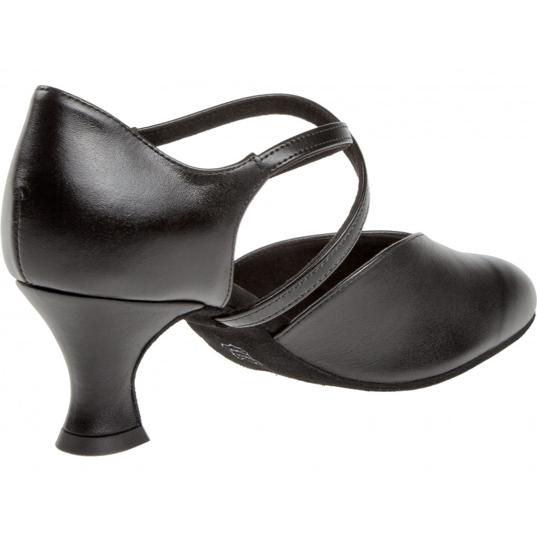 113 Diamant - Chaussures de danse en V et cuir noir à talons de bobine de 5,5cm