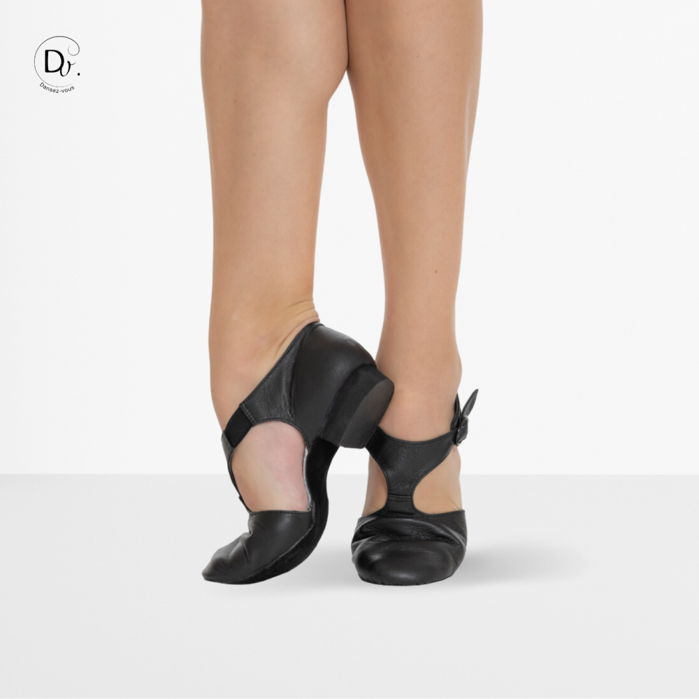 Sandales de professeur noir ou beige à semelle entière Dansez-Vous