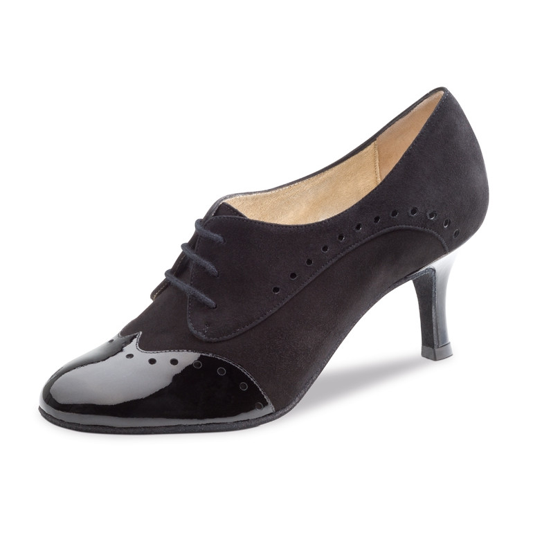 Chaussures de danse en daim noir et cuir verni - Karen - Nueva Epoca