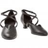 Chaussures de danse V en cuir noir et semelle confortable avec talon de 4,2 cm - Diamant