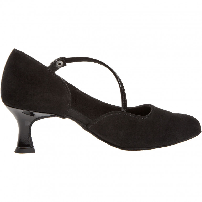 174-106-008 - Chaussures de danse standard en nubuck et cuir verni noir et talons 5 cm - Diamant