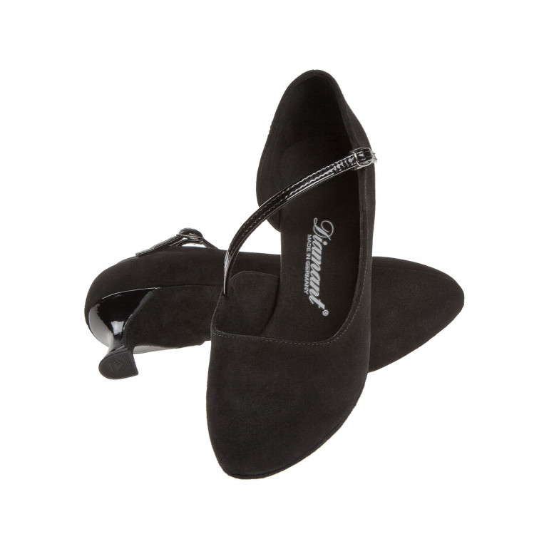 174-106-008 - Chaussures de danse standard en nubuck et cuir verni noir et talons 5 cm - Diamant