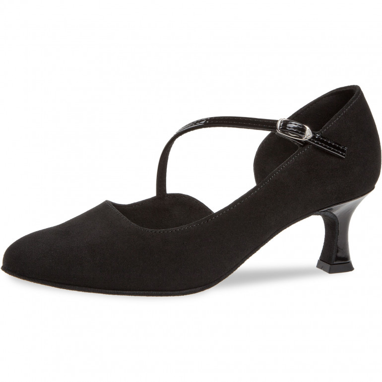 174-106-008 - Chaussures de danse standard en nubuck et cuir verni noir et talons 5 cm - Diamant