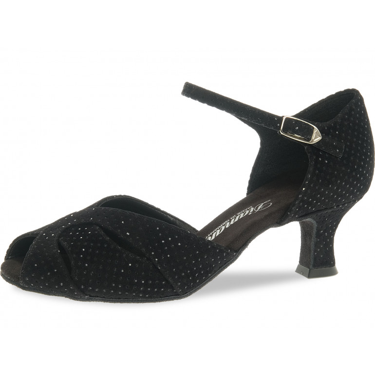 011-064-156 - Chaussures de danse en nubuck noir pailleté, talon 5cm - Diamant