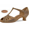 Chaussures de danse en cuir bronze avec semelle confort et talon de 4 cm - Diamant