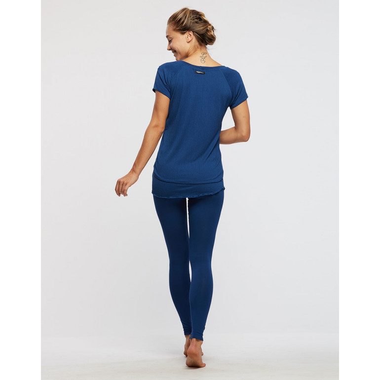 Fatia - Tee-shirt en viscose fripé bleu jean - TempsDanse