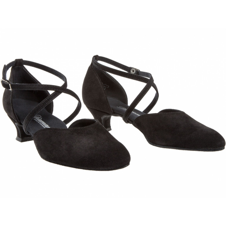 Chaussure de danse à bout fermé en nubuck noir avec talons de 4,2 cm - Diamant