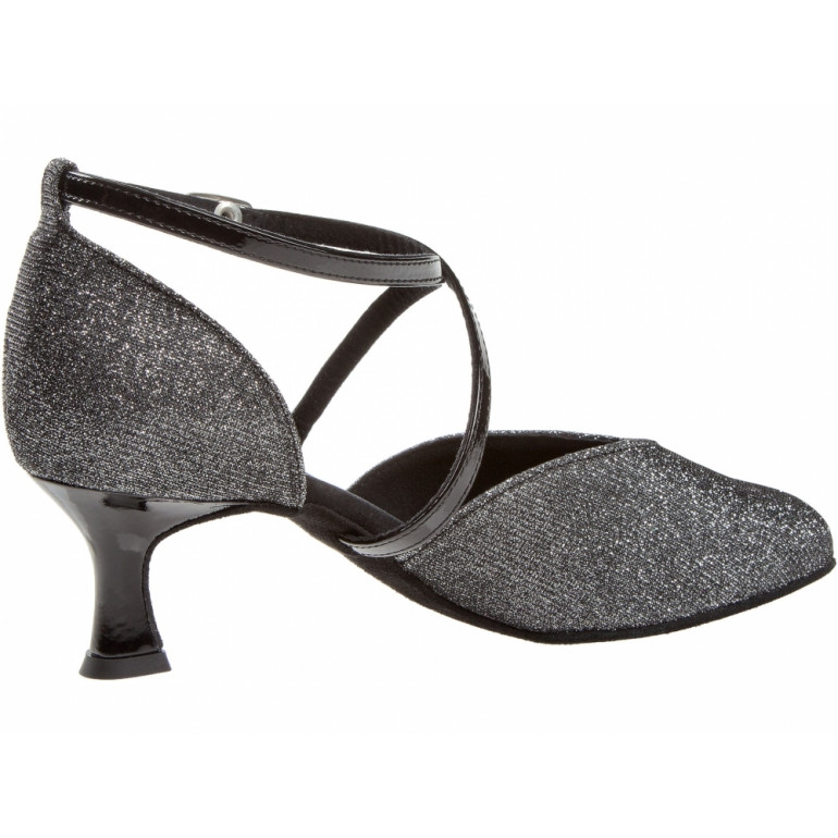 Chaussure de danse pour dames en microfibre argentée pailée avec talon de 5 cm - Diamant