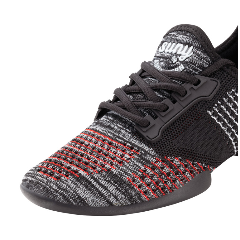 Baskets bi-semelle rouge et grise pour femme en tricot mesh - Anna Kern