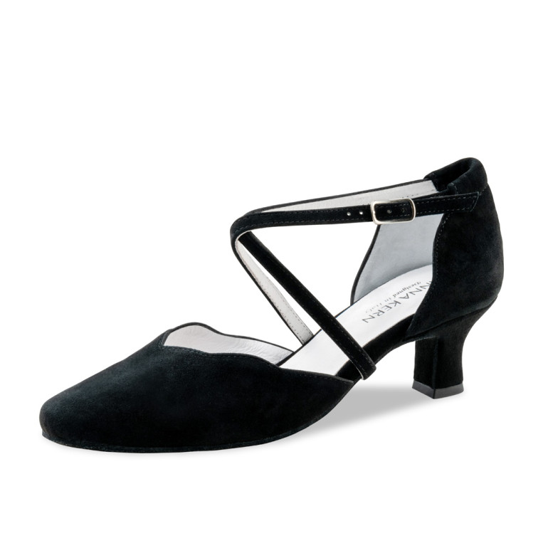 Chaussures de danse fermées coupe V en daim noir - Anna Kern