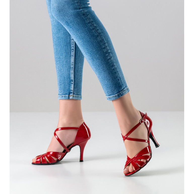 Chaussure de danse à lacets en cuir verni rouge - Adora - Nueva Epoca