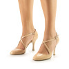 Chaussures de danse en cuir verni beige - Aurora LS - Nueva Epoca