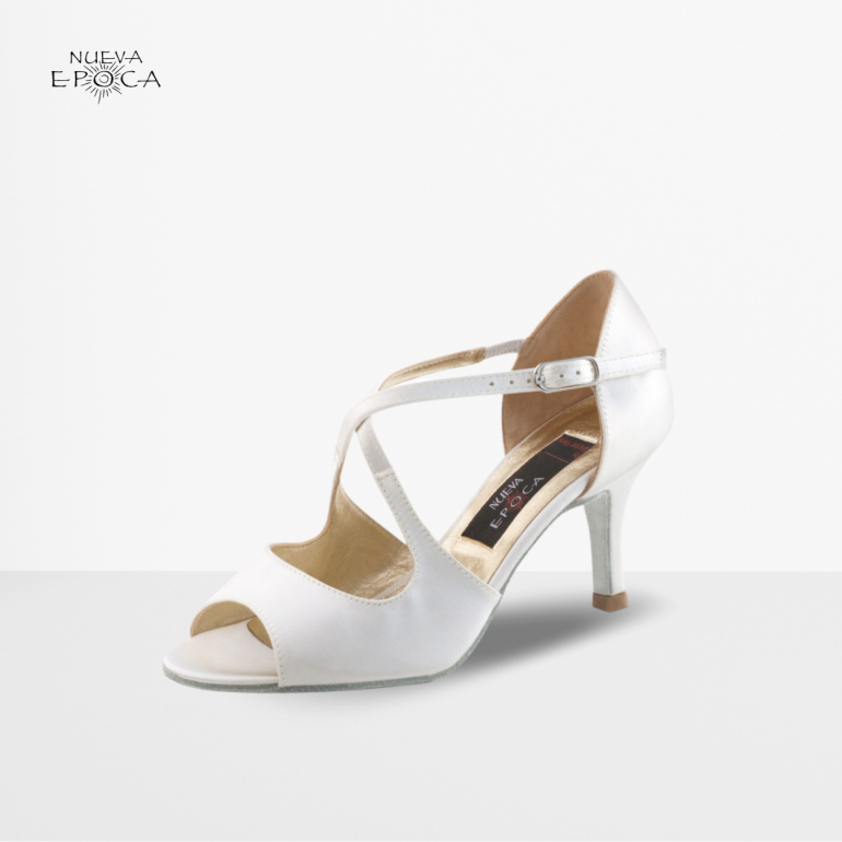 Chaussures de mariage ouvertes en satin blanc - Mable - Nueva Epoca