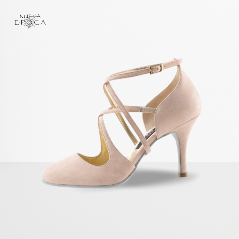 Chaussures de danse en daim beige brillant - Valeria LS - Nueva Epoca