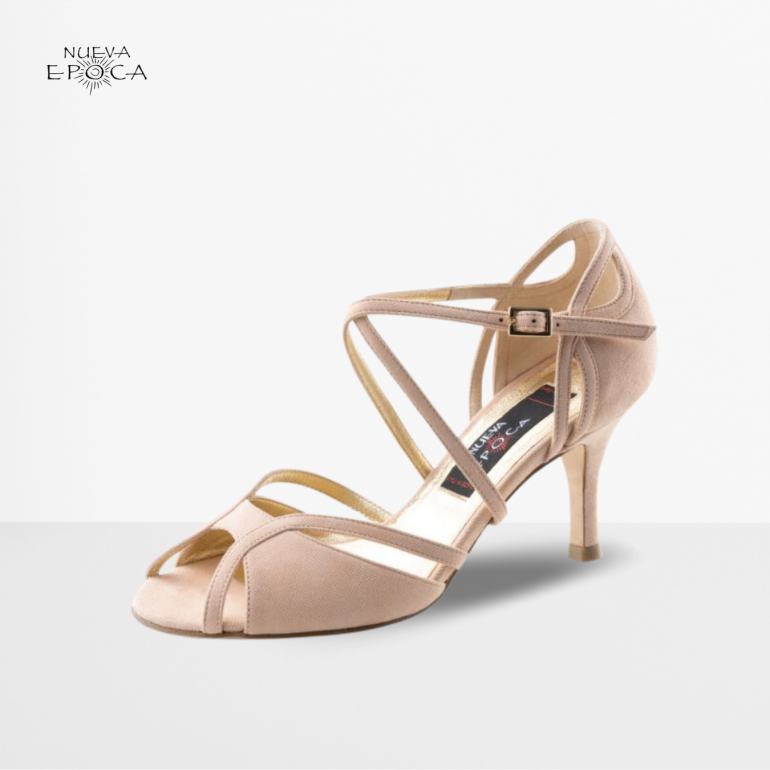 Chaussure de danse en daim beige brillant - Ornella - Nueva Epoca